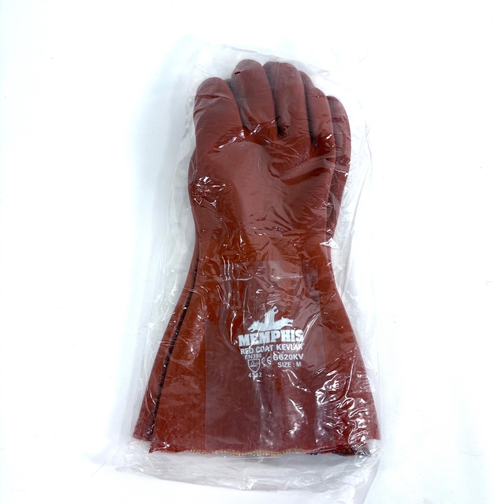 Memphis Red Coat Kevlar 6620KV Work Gloves Red PVC Coated Size M
